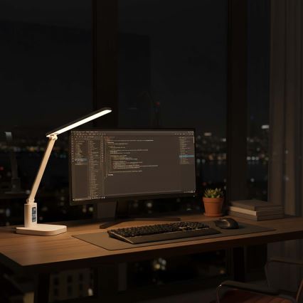 Hämardatav laetav puutetundlik LED-laualamp ekraaniga LED/7,5W/1200 mAh 3000/4000/5700K CRI 90 valge