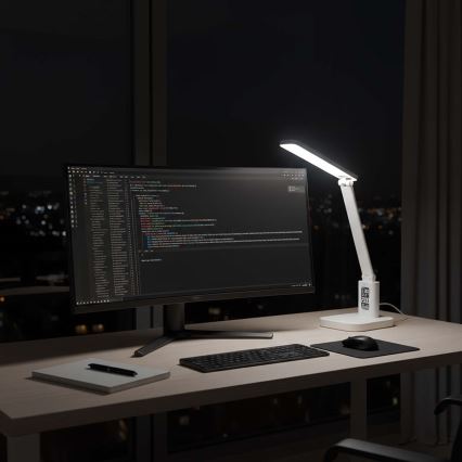 Hämardatav laetav puutetundlik LED-laualamp ekraaniga LED/7,5W/1200 mAh 3000/4000/5700K CRI 90 valge