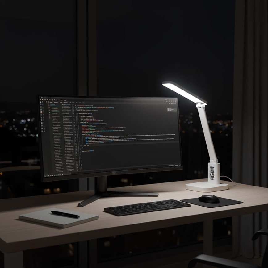 Hämardatav laetav puutetundlik LED-laualamp ekraaniga LED/7,5W/1200 mAh 3000/4000/5700K CRI 90 valge