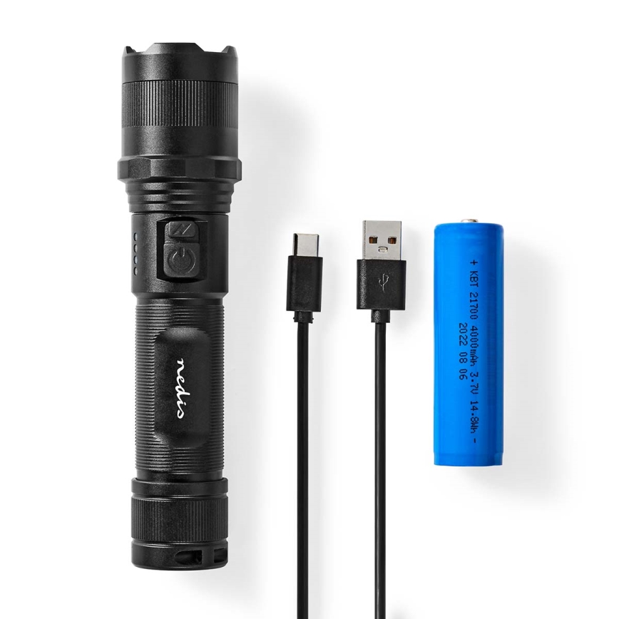 LED hämardatav laetav alumiiniumist taskulamp LED/10W/5V 2200 mAh IPX4 must