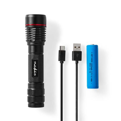 LED hämardatav laetav alumiiniumist taskulamp LED/10W/5V 2200 mAh IPX7 must