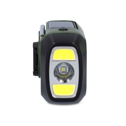 DAB+/FM-raadio käsikäivitusega, päikesepaneeliga ja integreeritud LED-taskulambiga, 5V/2500 mAh, roheline/must