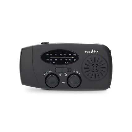 AM/FM raadio käsikruviga, päikesepaneeliga ja LED-taskulambiga 2000 mAh
