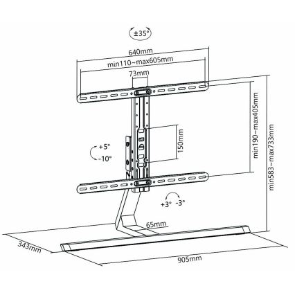 TV alus/hoidik Full Motion 37-75”