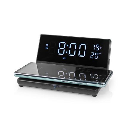 Äratuskell LCD ekraaniga ja juhtmevaba laadija 15W/230V + 1xCR2032 must