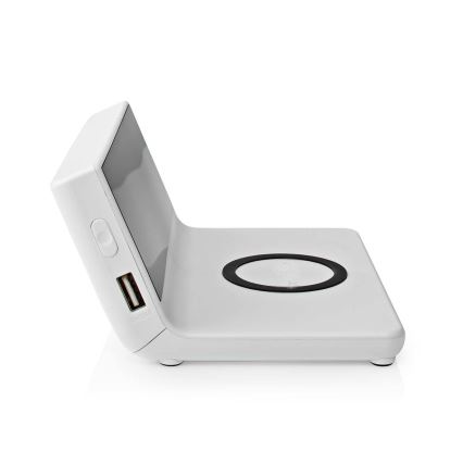 Äratuskell LCD ekraaniga ja juhtmevaba laadija 15W/5V + 1xCR2032 valge