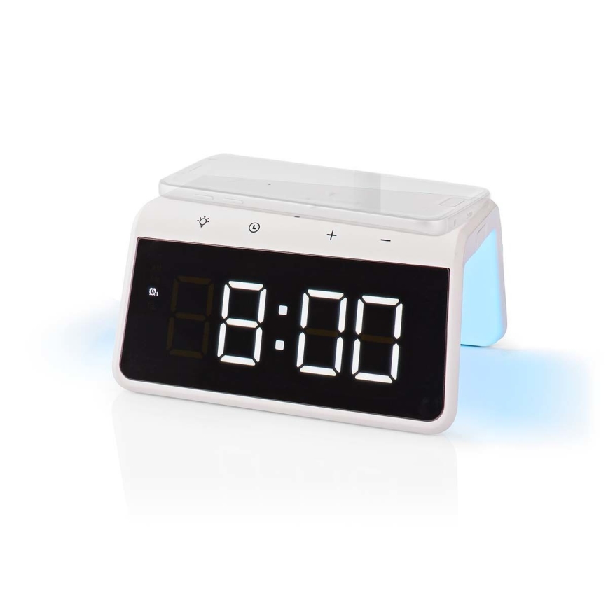 Äratuskell LCD ekraaniga ja juhtmevaba laadija 15W/230V 1x CR2032 valge