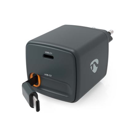 Laadija tagasitõmmatava kaabliga Power Delivery 30 W 2× USB-C must