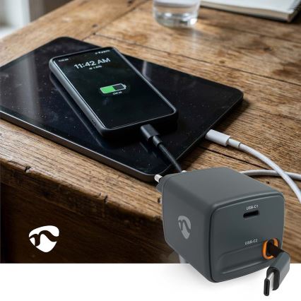 Kokkutõmmatava kaabliga Power Delivery 65W laadija, 2× USB-C, must