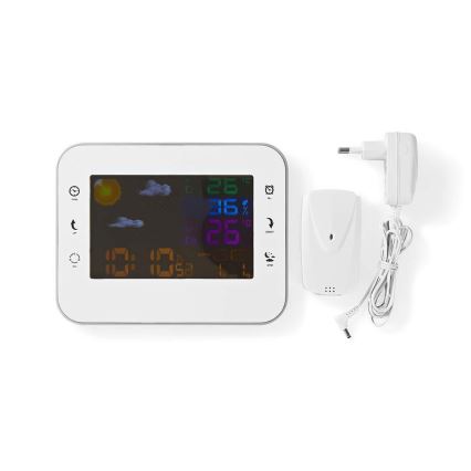 Ilmajaam värvilise LED ekraaniga 230V/3xAAA + 2xAA valge