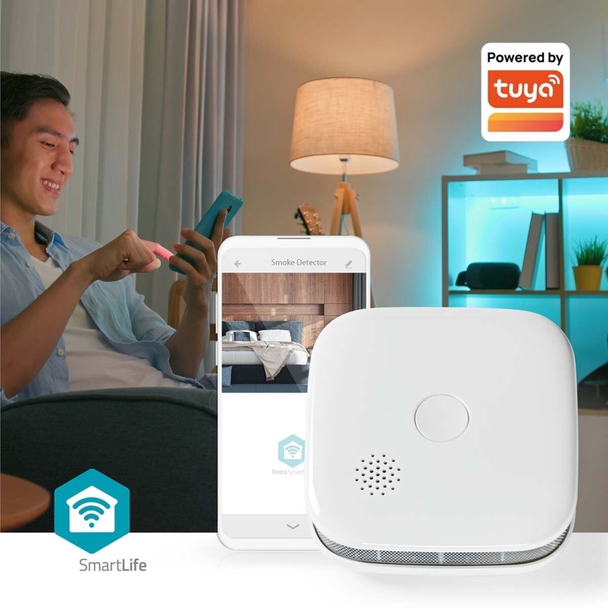 KOMPLEKT 3x Suitsuandur SmartLife 3V/1xCR123A Wi-Fi Tuya