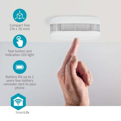 KOMPLEKT 3x Suitsuandur SmartLife 3V/1xCR123A Wi-Fi Tuya