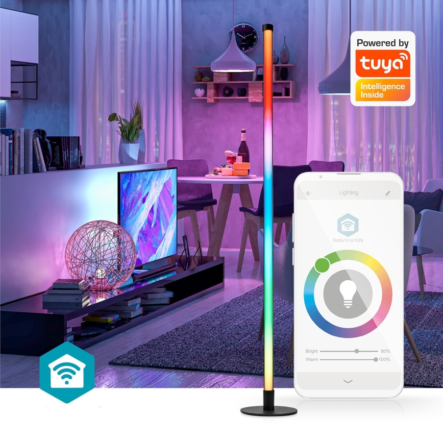 LED RGBIC Hämardatav põrandalamp Smartlife LED/10W/230V 100,5 cm 2700-6500K Wi-Fi Tuya + kaugjuhtimispult