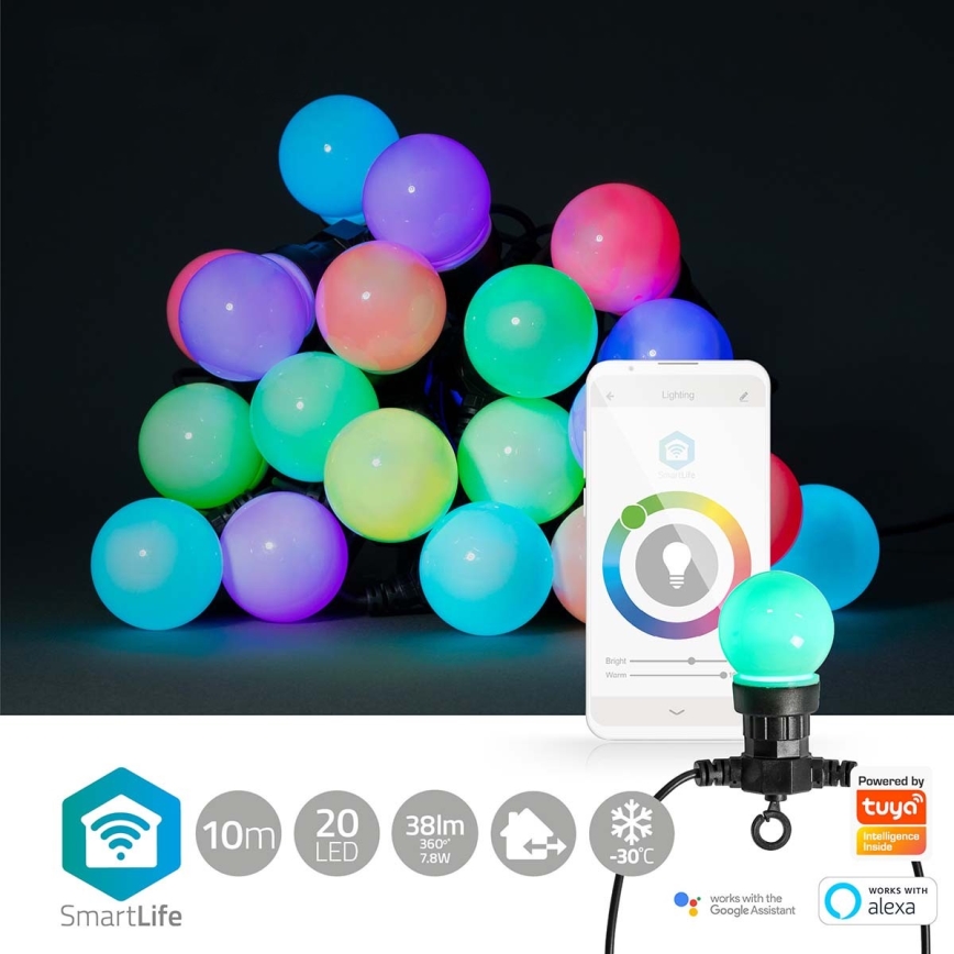 LED RGB Dekoratiivne väli valguskett 20xLED/8 funktsiooni 13m IP65 Wi-Fi Tuya