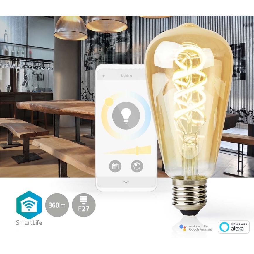 LED Hämardatav pirn ST64 E27/4,9W/230V Wi-Fi 1800-6500K