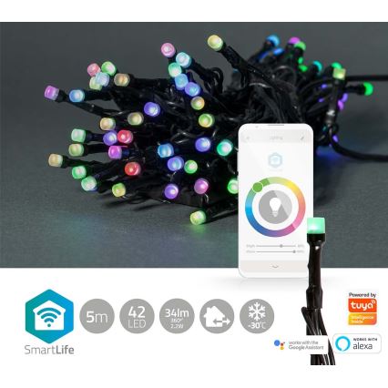 LED RGB Jõuluteemaline väli valguskett 42xLED/8 funktsiooni 8m IP65 Wi-Fi Tuya