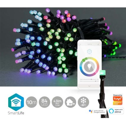 LED RGB Jõuluteemaline väli valguskett 84xLED/8 funktsiooni 13m IP65 Wi-Fi Tuya