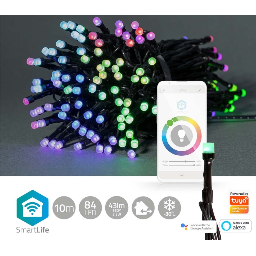 LED RGB välikasutuse valgusnöör 84 LED-iga, 8 funktsiooni, 13 m, IP65, Wi-Fi Tuya