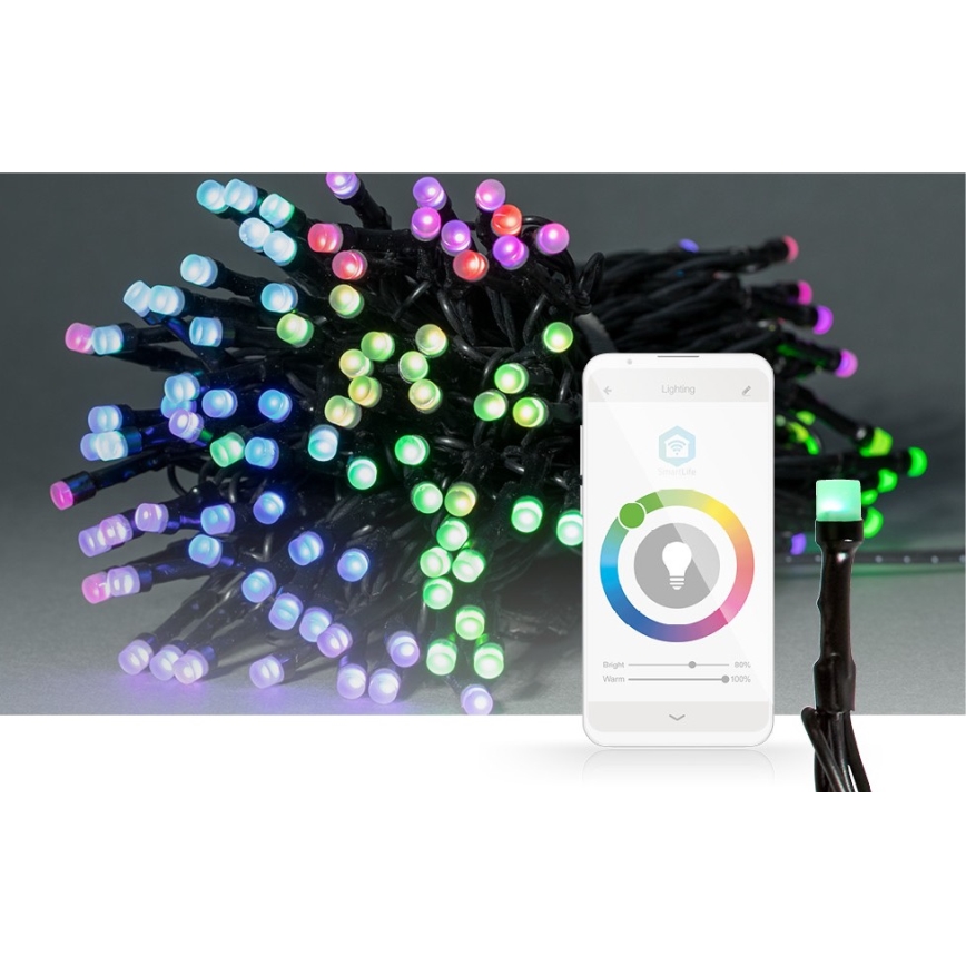 LED RGB välikasutuse valgusnöör 84 LED-iga, 8 funktsiooni, 13 m, IP65, Wi-Fi Tuya