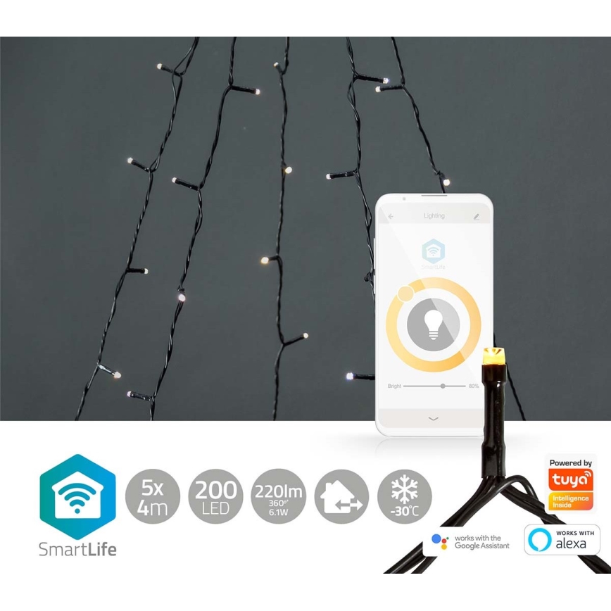 LED Väli jõuluteemaline valguskardin 200xLED/8 funktsiooni 5x7m IP65 Wi-Fi Tuya