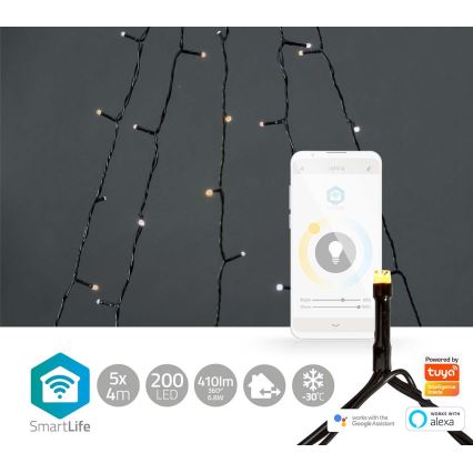 LED Väli jõuluteemaline valguskardin 200xLED/8 funktsiooni 5x7m IP65 Wi-Fi Tuya soe kuni külm valge