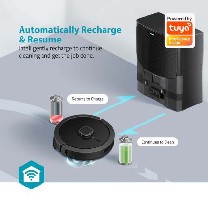 Nutikas robottolmuimeja mopiga SmartLife 5200 mAh Wi-Fi Tuya must + kaugjuhtimispult