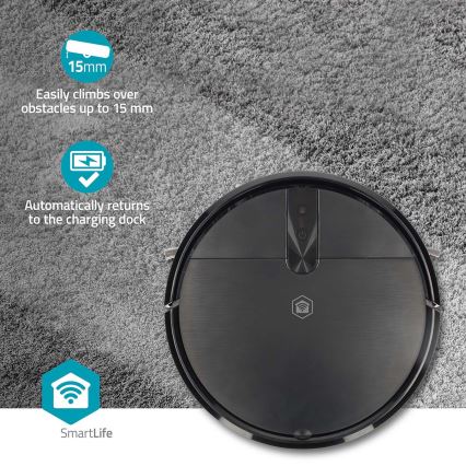 Nutikas SmartLife robottolmuimeja mopiga, 2600 mAh, Wi‑Fi (Tuya), must + kaugjuhtimispult