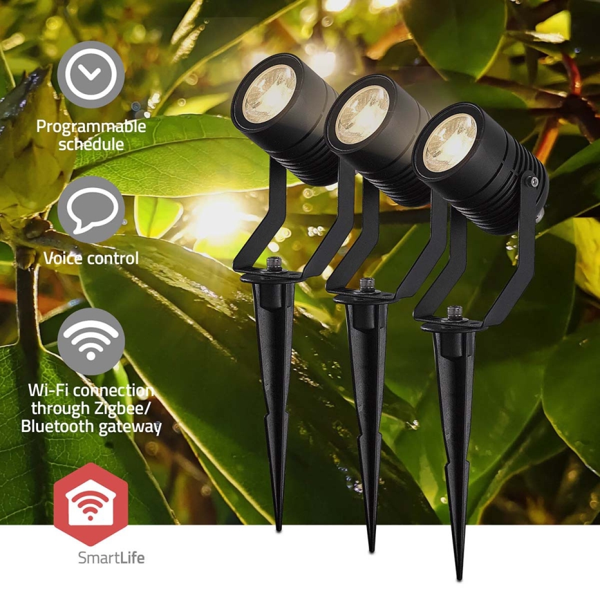 Komplekt 3x LED RGBW hämardatav välisvalgusti SmartLife LED/3W/230V IP65 Wi-Fi Tuya must