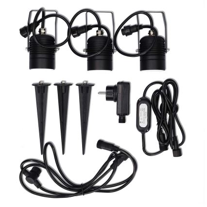 Komplekt 3x LED RGBW hämardatav välisvalgusti SmartLife LED/3W/230V IP65 Wi-Fi Tuya must