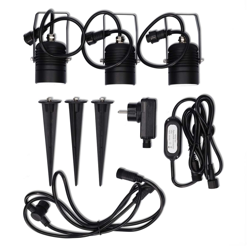 Komplekt 3x LED RGBW hämardatav välisvalgusti SmartLife LED/3W/230V IP65 Wi-Fi Tuya must