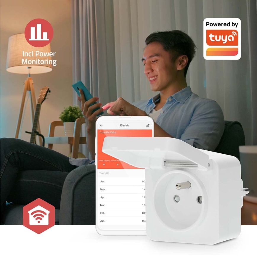 Nutikas pistikupesa Smartlife 3680W/230V/ Type E/16A Wi-Fi Tuya IP44