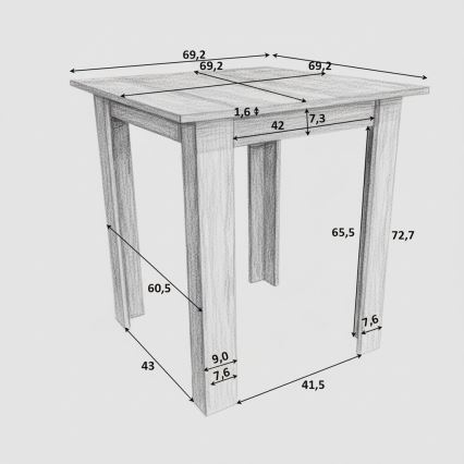 Nelikülikukujuline söögilaud LEVI Sonoma tamm