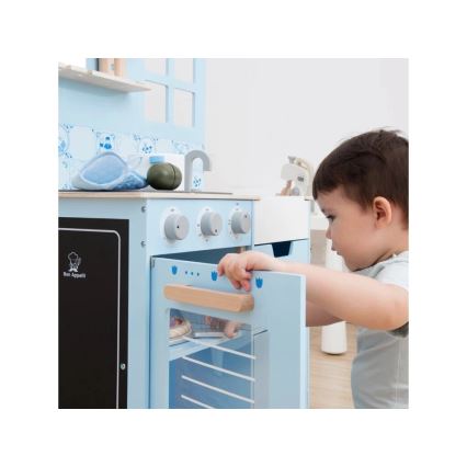 New Classic Toys - Puidust köök lisatarvikutega sinine