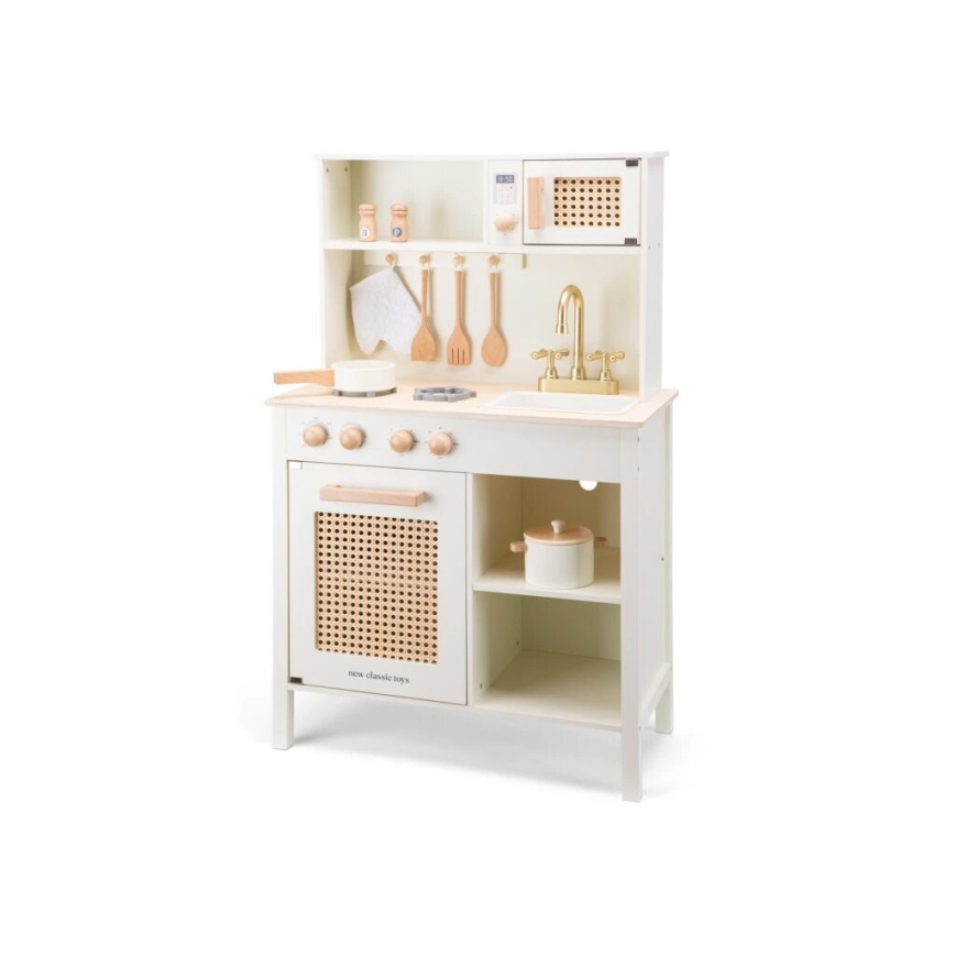 New Classic Toys - Puidust köök lisatarvikutega valge/rotang