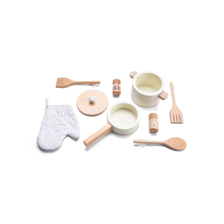 New Classic Toys - Puidust köök lisatarvikutega valge/rotang