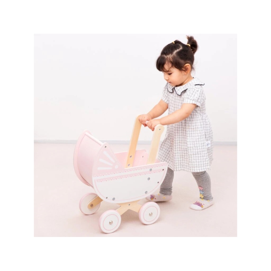 New Classic Toys - Puidust nukuvanker roosa