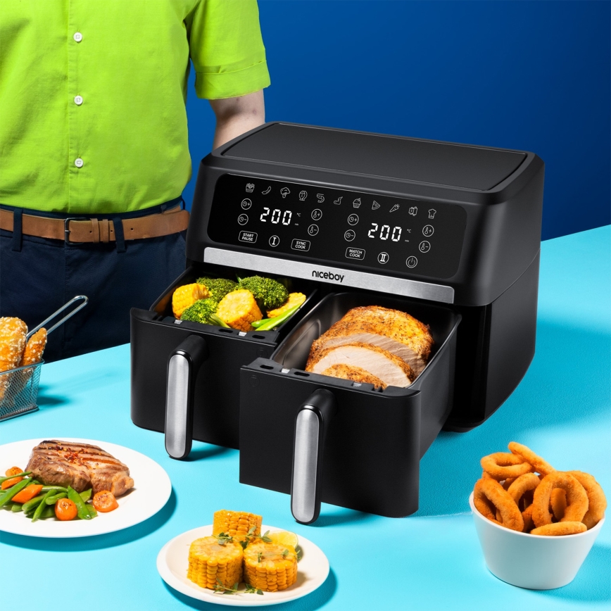 Niceboy AirFryer DUO - kahekambriline kuumaõhufritüür 9 l 2400W/230V