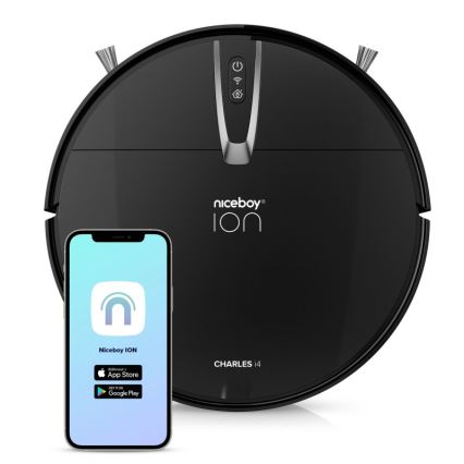 Niceboy ION Charles i4 - Nutikas robottolmuimeja 2in1 4400 mAh Wi-Fi must + kaugjuhtimispult