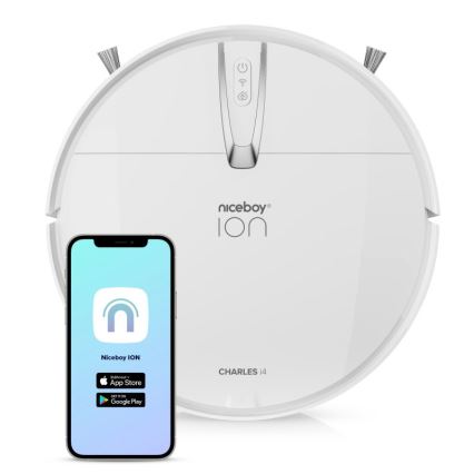 Niceboy ION Charles i4 - Nutikas robottolmuimeja 2in1 4400 mAh Wi-Fi valge + kaugjuhtimispult
