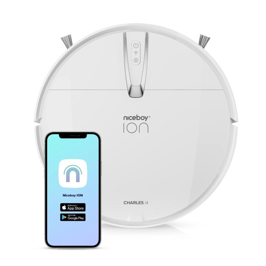 Niceboy ION Charles i4 - Nutikas robottolmuimeja 2in1 4400 mAh Wi-Fi valge + kaugjuhtimispult