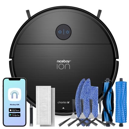 Niceboy ION Charles i6 - Nutikas robottolmuimeja 2in1 2600 mAh Wi-Fi must