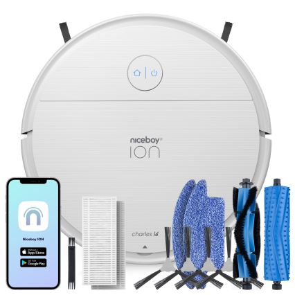 Niceboy ION Charles i6 - Nutikas robottolmuimeja 2in1 2600 mAh Wi-Fi valge