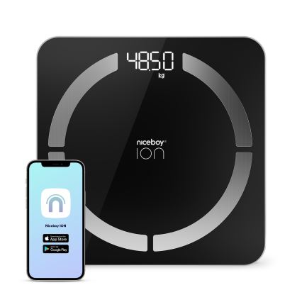 Niceboy ION SmartScale - Nutikas digitaalne vannitoakaal 3xAAA must