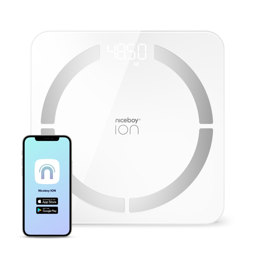 Niceboy ION SmartScale - Nutikas digitaalne vannitoakaal 3xAAA valge