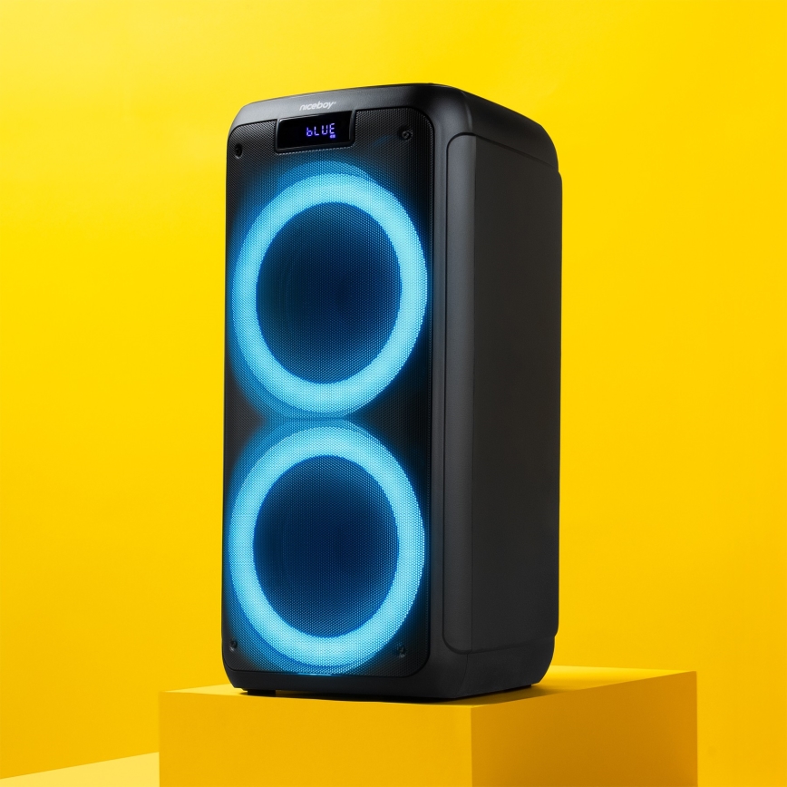 Niceboy PARTY Boss 2 - LED Juhtmevaba kõlar mikrofoniga ja akupank funktsioon 200W/4500 mAh + kaugjuhtimispult