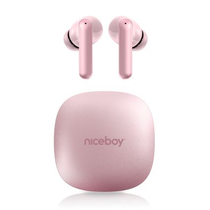 Niceboy Pins 4 PRO - Juhtmevabad kõrvaklapid ANC-iga 380 mAh + 2x 35 mAh IP54 roosa