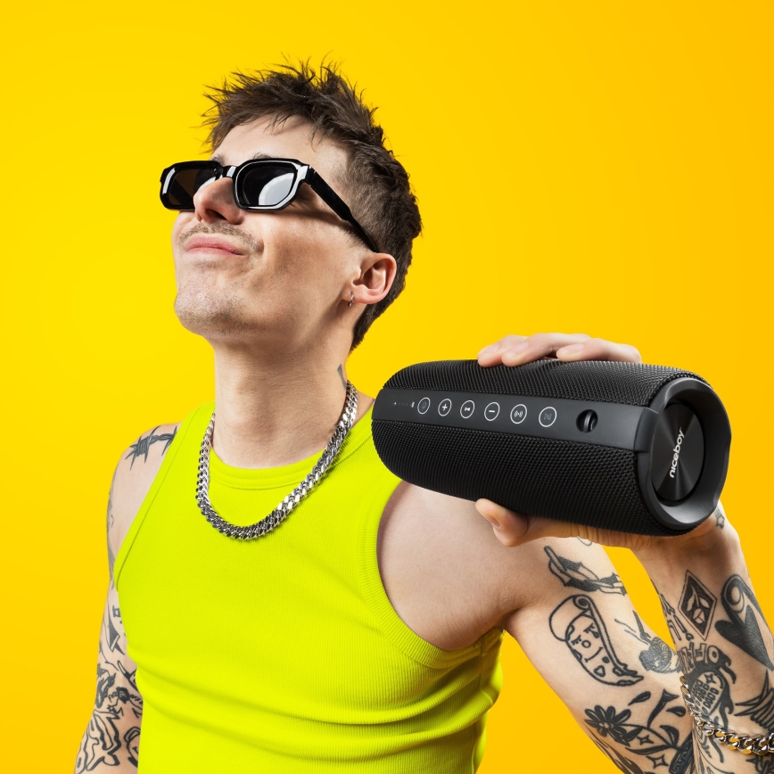 Niceboy Titan 4 - LED Juhtmevaba kõlar mikrofoniga ja akupank funktsioon 50W/4000 mAh IPX7 must