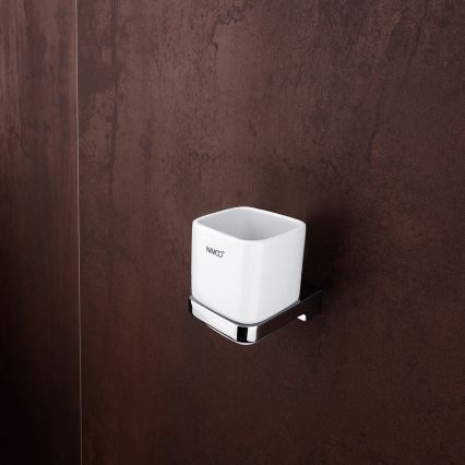 NIMCO MA komplekt-31K-26 - Seinale kinnitatav seebidosaator, hambaharjahoidik ja seinakonks MAYA 320 mm valge/läikiv kroom