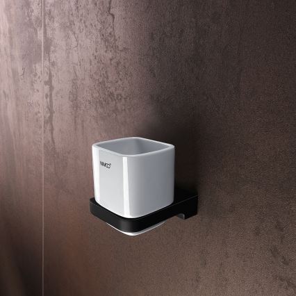 NIMCO MAC komplekt-31K-T-90 - Seinale kinnitatav seebidosaator, hambaharjahoidik ja seinakonks MAYA 320 mm valge/matt must
