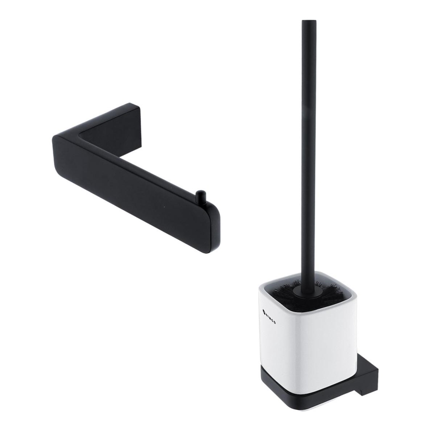 NIMCO MAC komplekt-94KN-90 - Seinale paigaldatav tualetihari ja WC-paberi hoidik MAYA valge/matt must